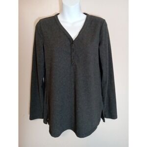 mario serrani Women Grey Button Design Vneck Longsleeve Sweater Size S